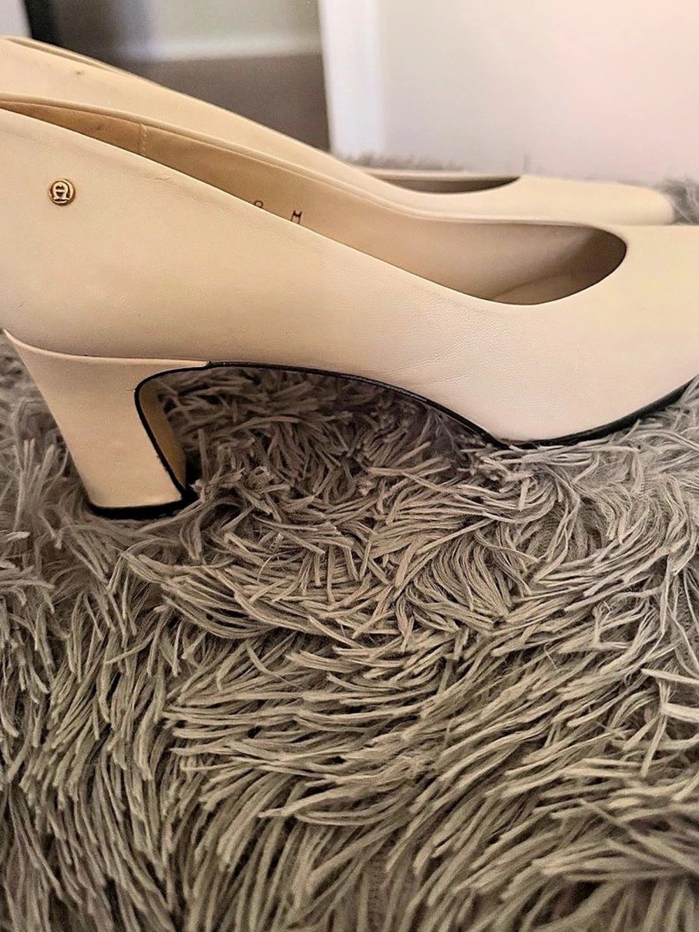 Etienne Aigner Cream Kitten Heel Pumps